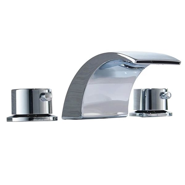 BWE 8 in. Widespread 2-Handle Bathroom Faucet With Led Light And Pop Up Drain in Polished Chrome