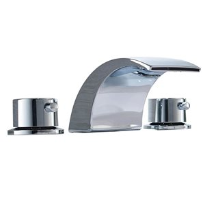 BWE 8 in. Widespread 2-Handle Bathroom Faucet With Led Light And Pop Up Drain in Polished Chrome