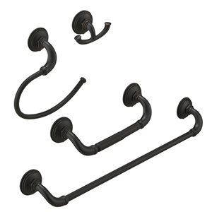 BWE 4-Piece Bath Hardware Set Towel Bar Towel Holder Toilet Paper Holder Towel Hook in Oil Rubbed Bronze