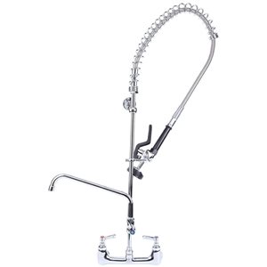 BWE Commercial Restaurant Pull Down 2-Handle Wall Mount Pre-Rinse Spray Utility Kitchen Faucet in Chrome