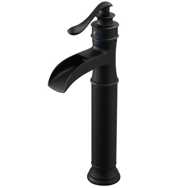 BWE Waterfall Single Hole Single-Handle Vessel Bathroom Faucet with Drain Assembly in Matte Black