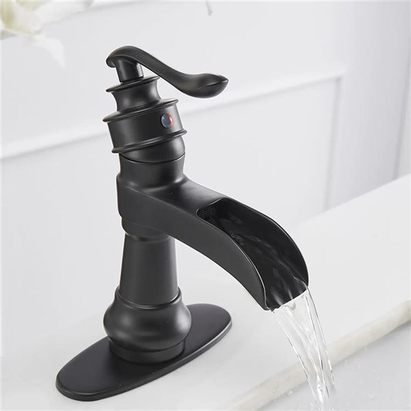 BWE Single Hole Single-Handle Low-Arc Bathroom Faucet in Matte Black