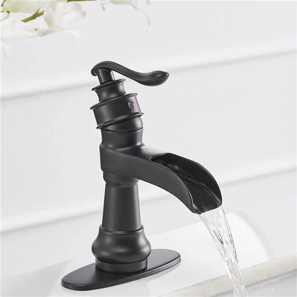 BWE Single Hole Single-Handle Low-Arc Bathroom Faucet in Matte Black