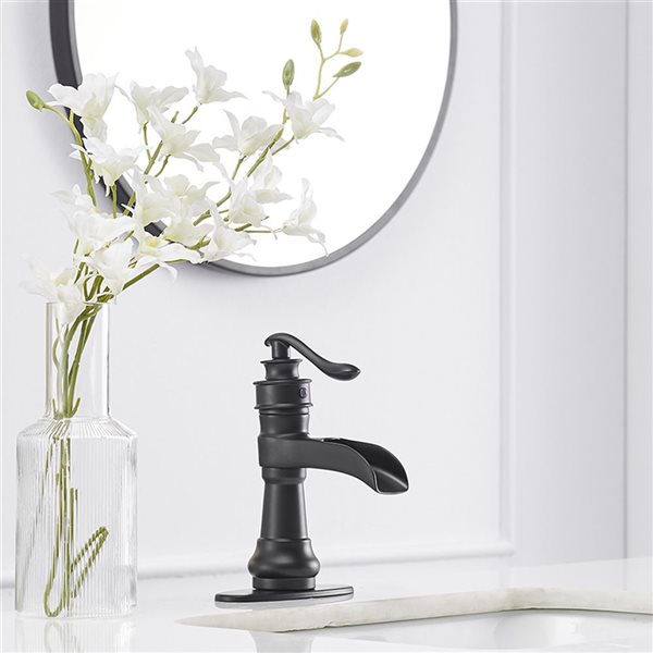 BWE Single Hole Single-Handle Low-Arc Bathroom Faucet in Matte Black