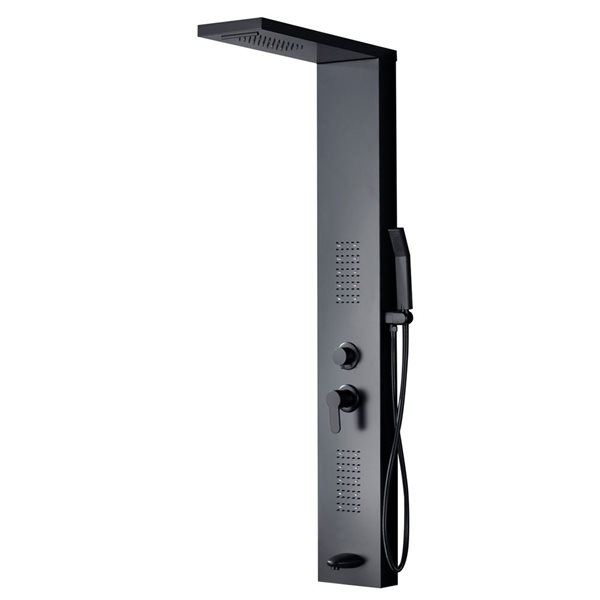 YAGATAP 45" LED Rain & Waterfall Shower Panel - Brushed Nickel, Stainless Steel Tower With Massage Jets & Hand Spray