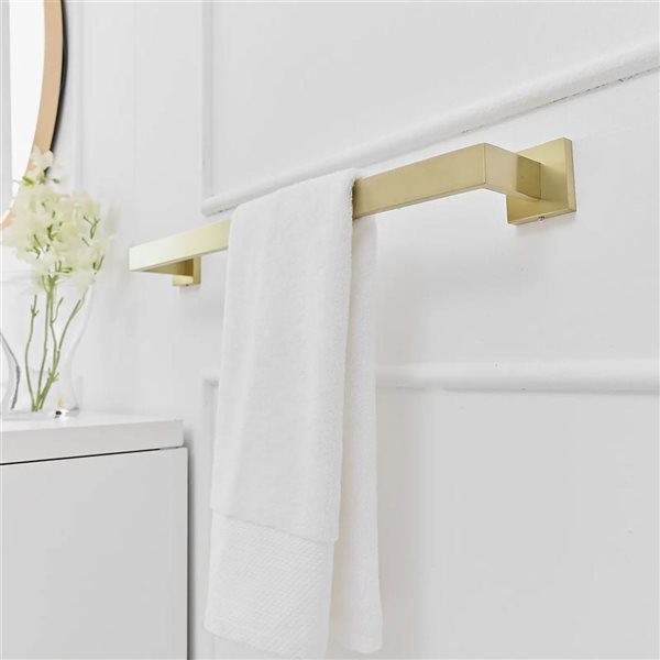 BWE 4-Piece Bath Hardware Set  Towel Bar Towel Holder Toilet Paper Holder Towel Hook  in Brushed Gold