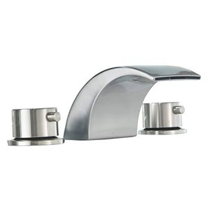 BWE 8 in. Widespread 2-Handle Bathroom Faucet With Led Light And Pop Up Drain in Brushed Nickel