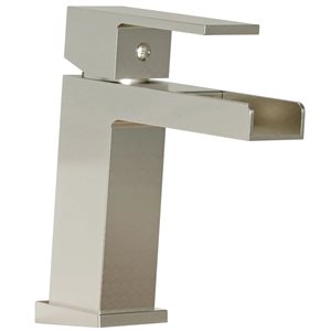 BWE Waterfall Single Handle Single Hole Modern Bathroom Faucet Drip-Free Vanity RV Sink in Nickel