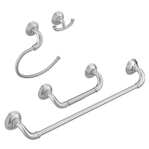 BWE 4-Piece Bath Hardware Set  Towel Bar Towel Holder Toilet Paper Holder Towel Hook in Brushed Nickel