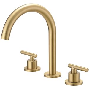 BWE 8 in. Widespread Double Handle Bathroom Faucet Water-Saving With Metal Drain In Brushed Gold