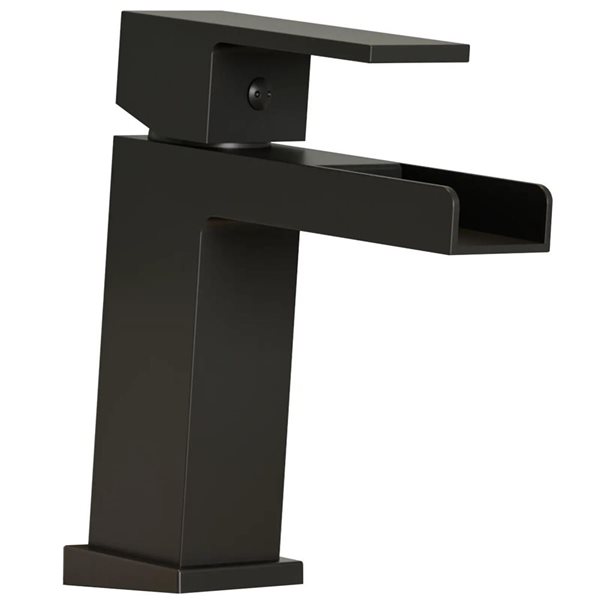 BWE Waterfall Single Handle Single Hole Modern Bathroom Faucet Drip-Free Lavatory RV Sink in Black