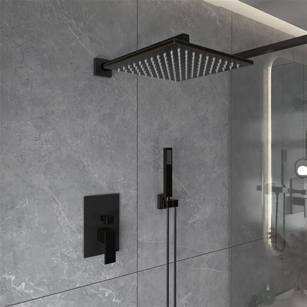 BWE 10 inch Square Bathroom Shower Combo Set in Oil Rubbed Bronze