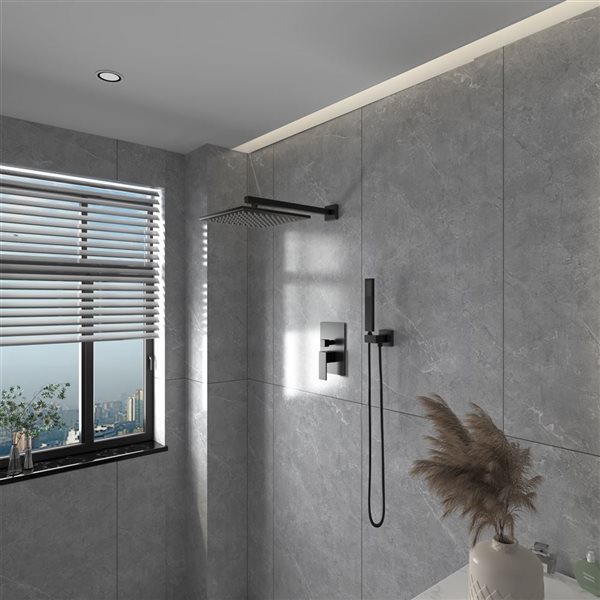 BWE 10 inch Square Bathroom Shower Combo Set in Oil Rubbed Bronze