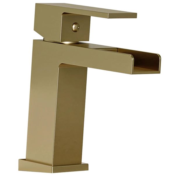 BWE Waterfall Single Handle Single Hole Modern Bathroom Faucet Drip-Free Lavatory RV Sink in Gold