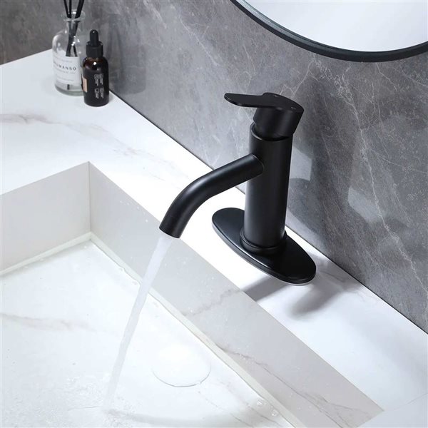 BWE Single Hole Single-Handle Bathroom Faucet in Matte Black