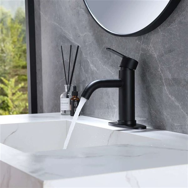 BWE Single Hole Single-Handle Bathroom Faucet in Matte Black