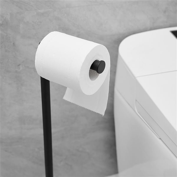 BWE Freestanding Stainless Steel Toilet Paper Holder in Matte Black