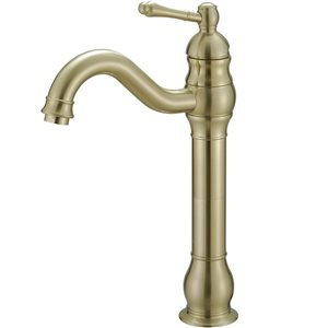 BWE Single Handle Single Hole Vessel Sink Faucet with 360° Swivel Spout in Brushed Gold