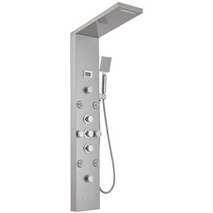 BWE 8-Jet Shower Tower Shower Panel System with Rainfall Waterfall Shower Head in chrome Nickel