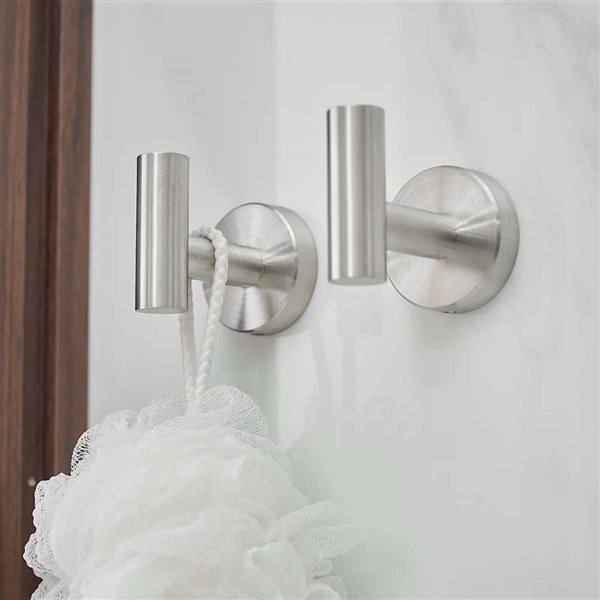 BWE 5-Piece Bath Hardware Set with Towel Bar Hook Toilet Paper Holder and Towel Ring in Brushed Nickel