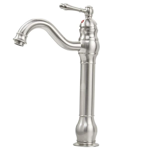 BWE Waterfall Single Hole Single-Handle Vessel Bathroom Faucet with Drain Assembly in Brushed Nickel