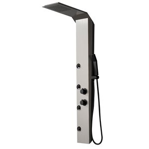 BWE 4-Jet Rainfall Shower Panel System with Rainfall Shower Head and Shower Wand in Black Nickel