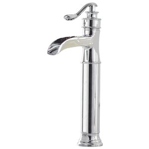 BWE Single Hole Single Handle Bathroom Vessel Sink Faucet with Metal Drain in Polished Chrome