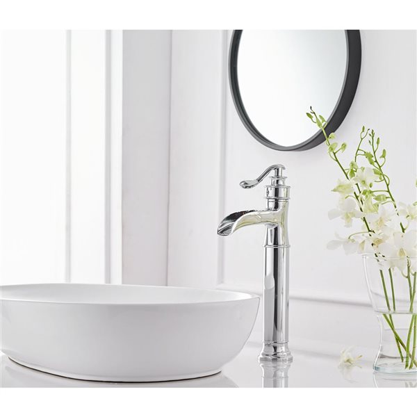 BWE Single Hole Single Handle Bathroom Vessel Sink Faucet with Metal Drain in Polished Chrome