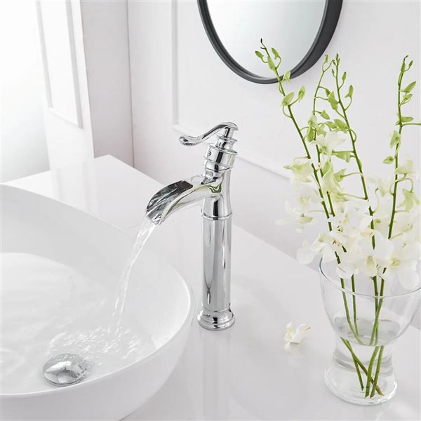 BWE Single Hole Single Handle Bathroom Vessel Sink Faucet with Metal Drain in Polished Chrome