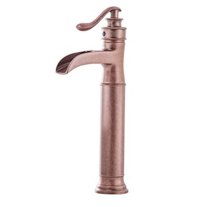 BWE Waterfall Single Hole Single-Handle Vessel Bathroom Faucet With Pop-up Drain Assembly in Copper