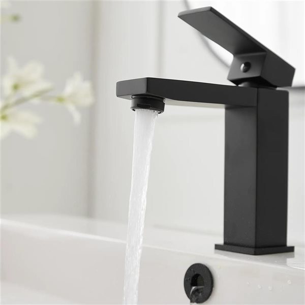 BWE Single Hole Single-Handle Bathroom Faucet in Matte Black