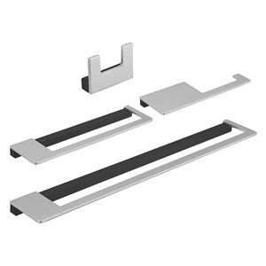 BWE 4-Piece Bath Hardware Set with Towel Bar Towel Holder Toilet Paper Holder Towel Hook in Matte Black