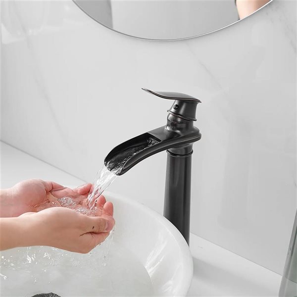 BWE Single Hole Single Handle Bathroom Vessel Sink Faucet with Metal Drain in Oil Rubbed Bronze