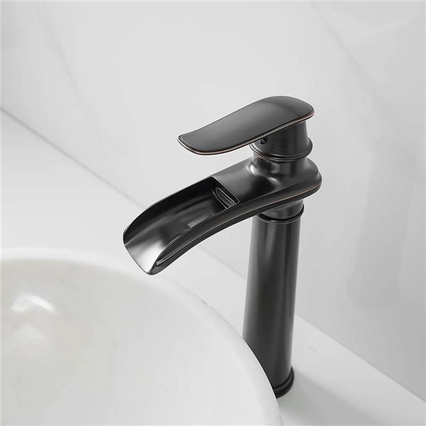 BWE Single Hole Single Handle Bathroom Vessel Sink Faucet with Metal Drain in Oil Rubbed Bronze