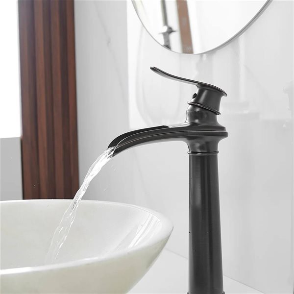 BWE Single Hole Single Handle Bathroom Vessel Sink Faucet with Metal Drain in Oil Rubbed Bronze