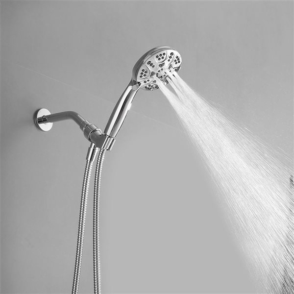 BWE 6-Spray 4.3 in. Wall Mount Handheld Shower Head with Extra Long Stainless Steel Hose in Chrome