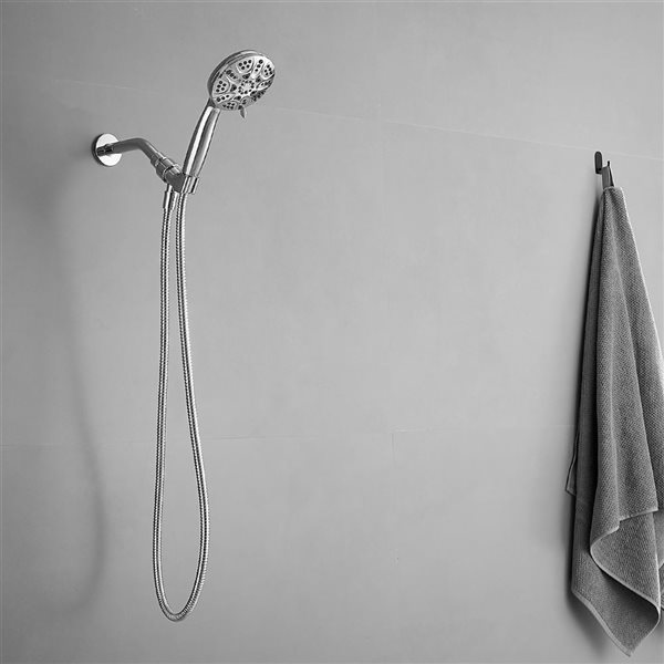 BWE 6-Spray 4.3 in. Wall Mount Handheld Shower Head with Extra Long Stainless Steel Hose in Chrome