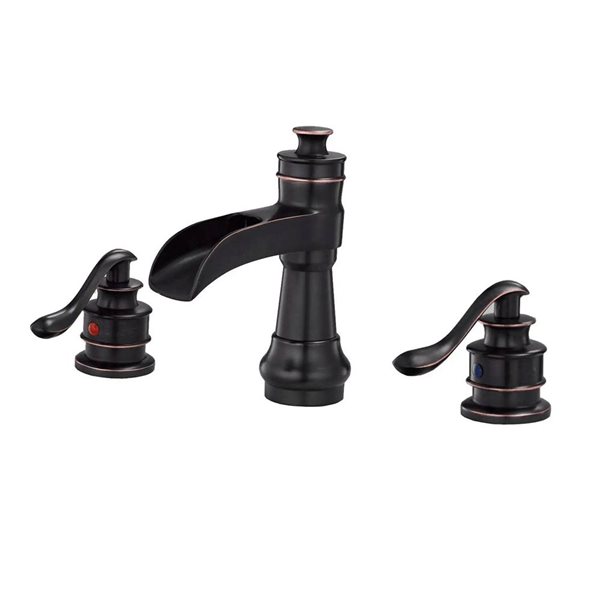 BWE 8 in. Waterfall Widespread 2-Handle Bathroom Faucet With Pop-up Drain Assembly in Oil Rubbed Bronze