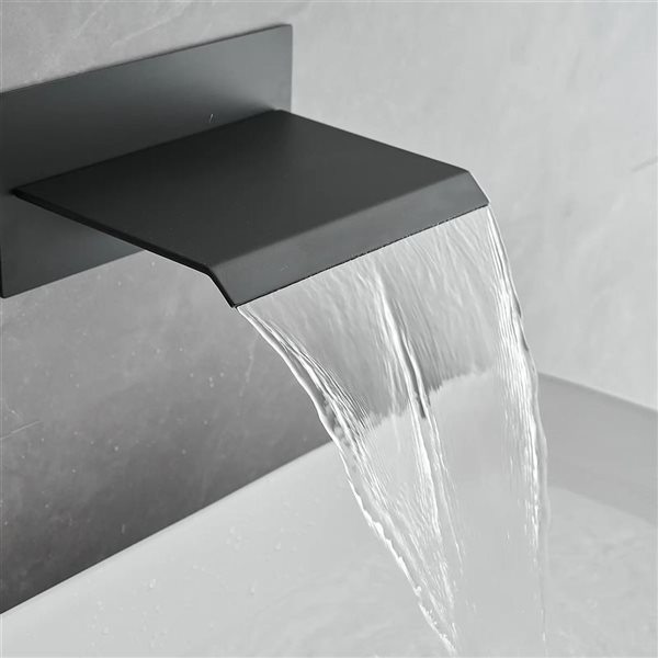 BWE Single Handle Wall Mount Spout Waterfall Bathroom Faucet in Matte Black