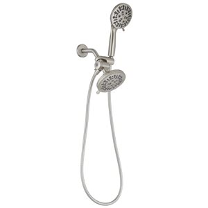 BWE 9-spray 5.5 in. Shower Head and Handheld Shower Head with Stainless Steel Hose in Brushed Nickel