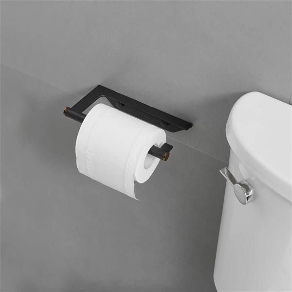 BWE 4-Piece Bath Hardware Set with Towel Bar Hand Towel Holder Hook Toilet Paper Holder in Matte Black