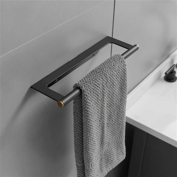 BWE 4-Piece Bath Hardware Set with Towel Bar Hand Towel Holder Hook Toilet Paper Holder in Matte Black