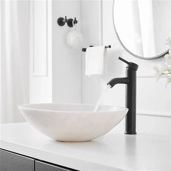 BWE Single Hole Single Handle Bathroom Vessel Sink Faucet With Drain Assembly in Matte Black