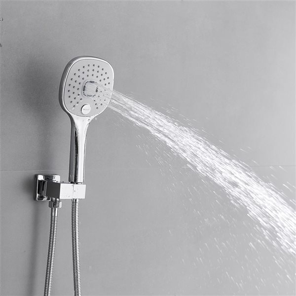 BWE Single Handle 2-Spray 11.53 in. Wall Mount Rectangle Shower Head with Hand Shower Faucet in Chrome