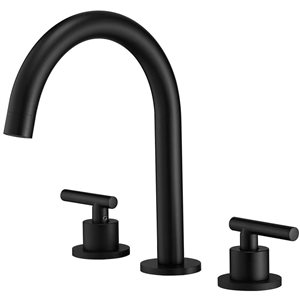 BWE 8 in. Widespread Double Handle Bathroom Faucet With Pop-up Drain Assembly in Matte Black