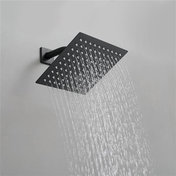 BWE Modern Single-Handle 1-Spray Square Shower Faucet Set with 10 in. Rainfall Shower Head in Black