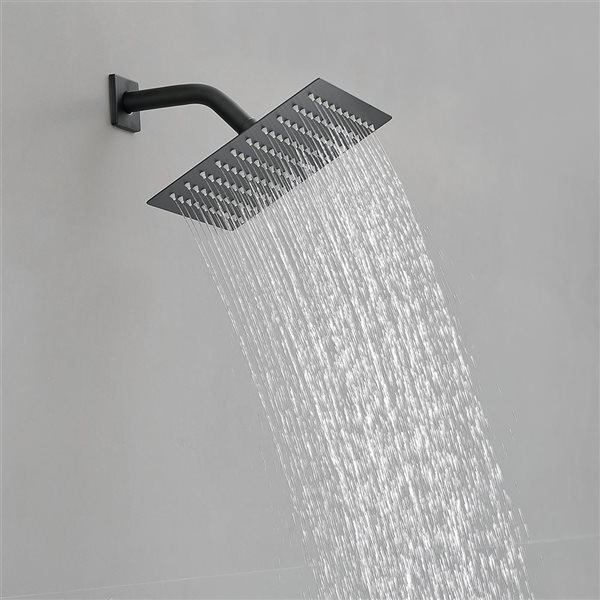 BWE Modern Single-Handle 1-Spray Square Shower Faucet Set with 10 in. Rainfall Shower Head in Black