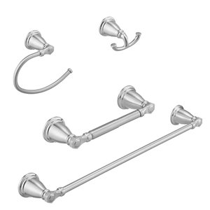 BWE 4-Piece Bath Hardware Set Towel Bar Towel Holder Toilet Paper Holder Towel Hook in Brushed Nickel