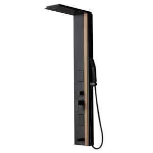 BWE 2-Jet Shower Panel System with Rainfall Waterfall Shower Head and Shower Wand in Black Bamboo