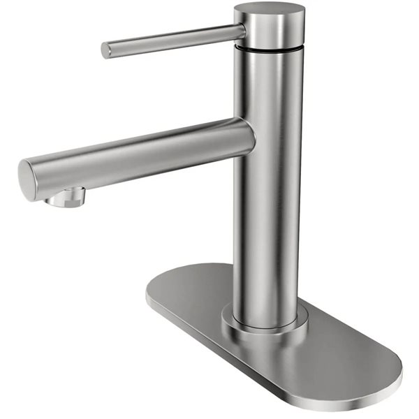 BWE Single-Handle Single Hole Bathroom Faucet with Drain Assembly Vanity Sink Faucet in Brushed Nickel